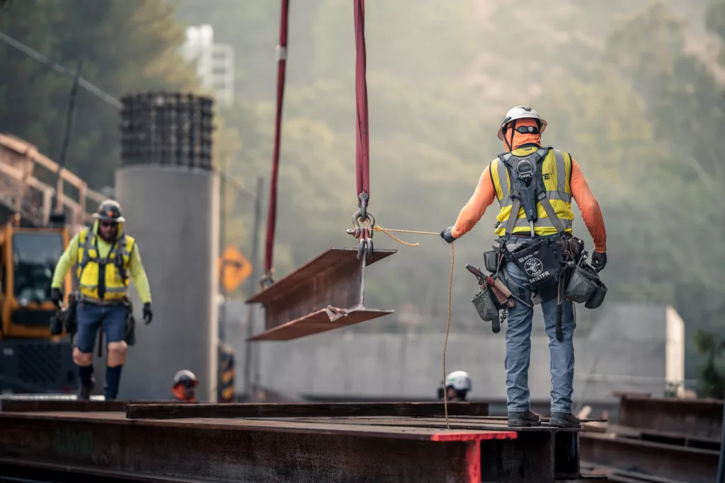 Beam lifting crane construction in progress Construction Worker Photoshoot in Alameda, California (8877)